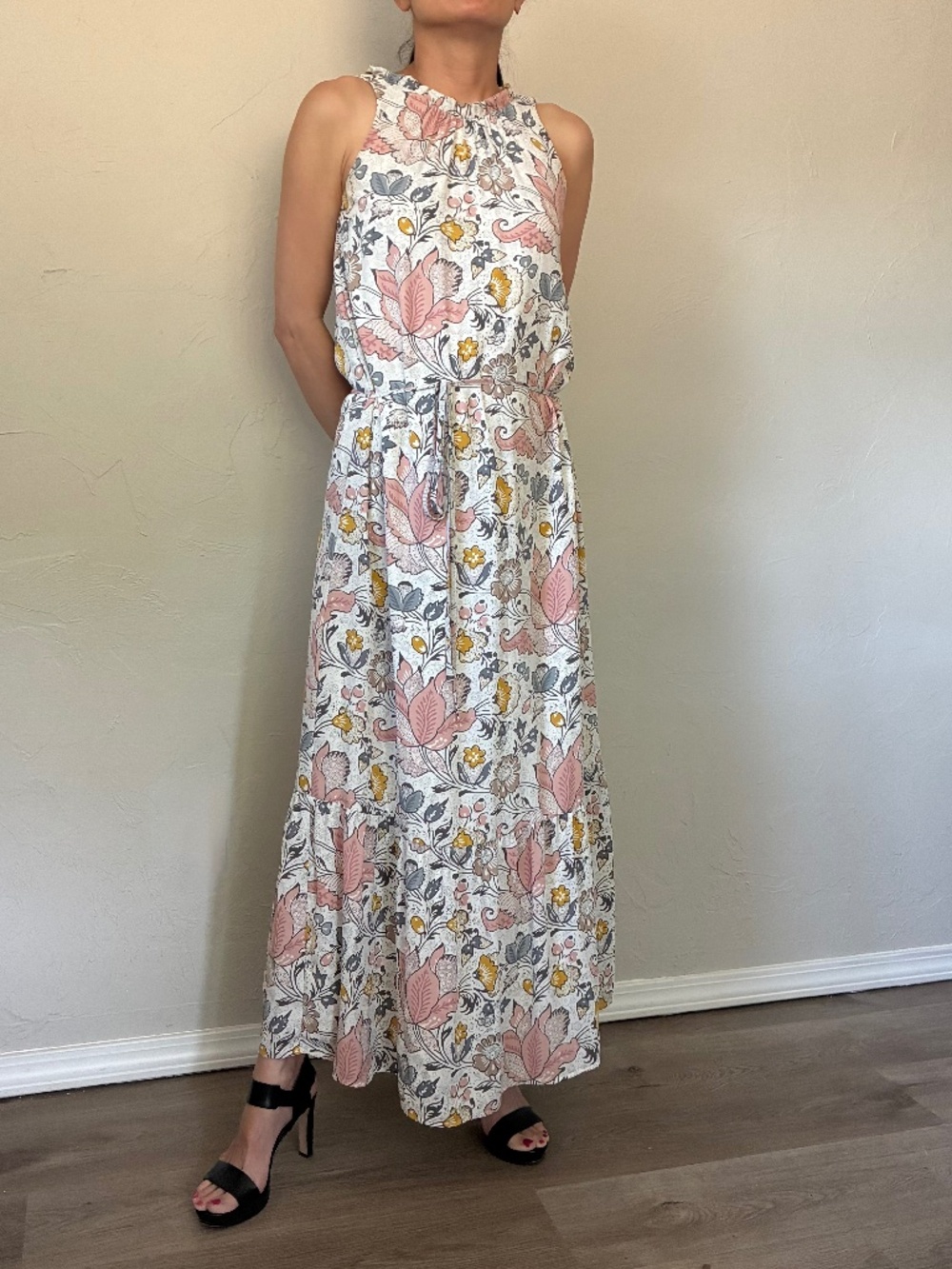 Loft Muted Pastel Floral Maxi Dress XXS Petite